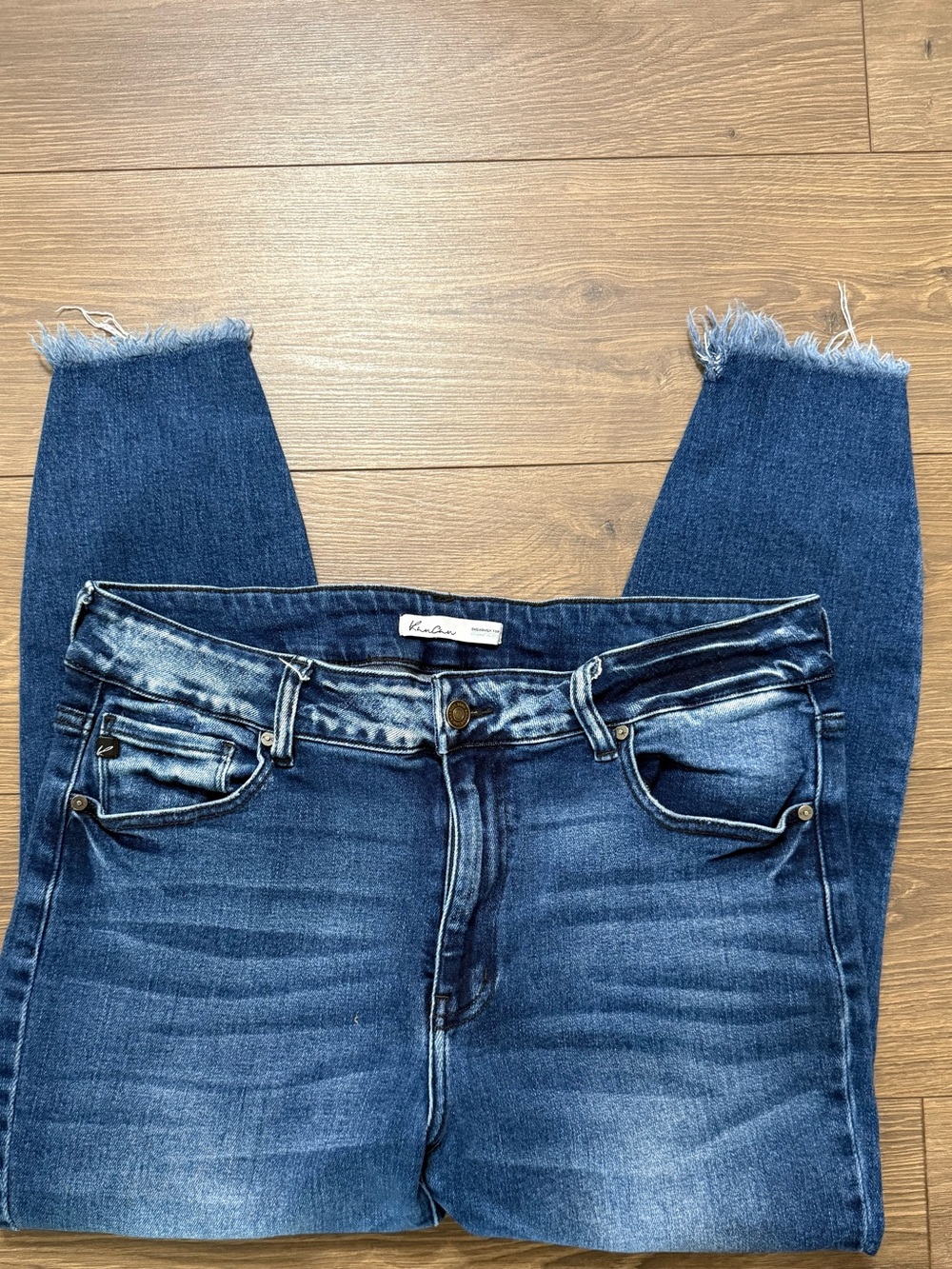 Search: KanCan Maurices High Rise Ankle Skinny Jeans Fray Hem Size 16 Distressed - Picture 2 of 8